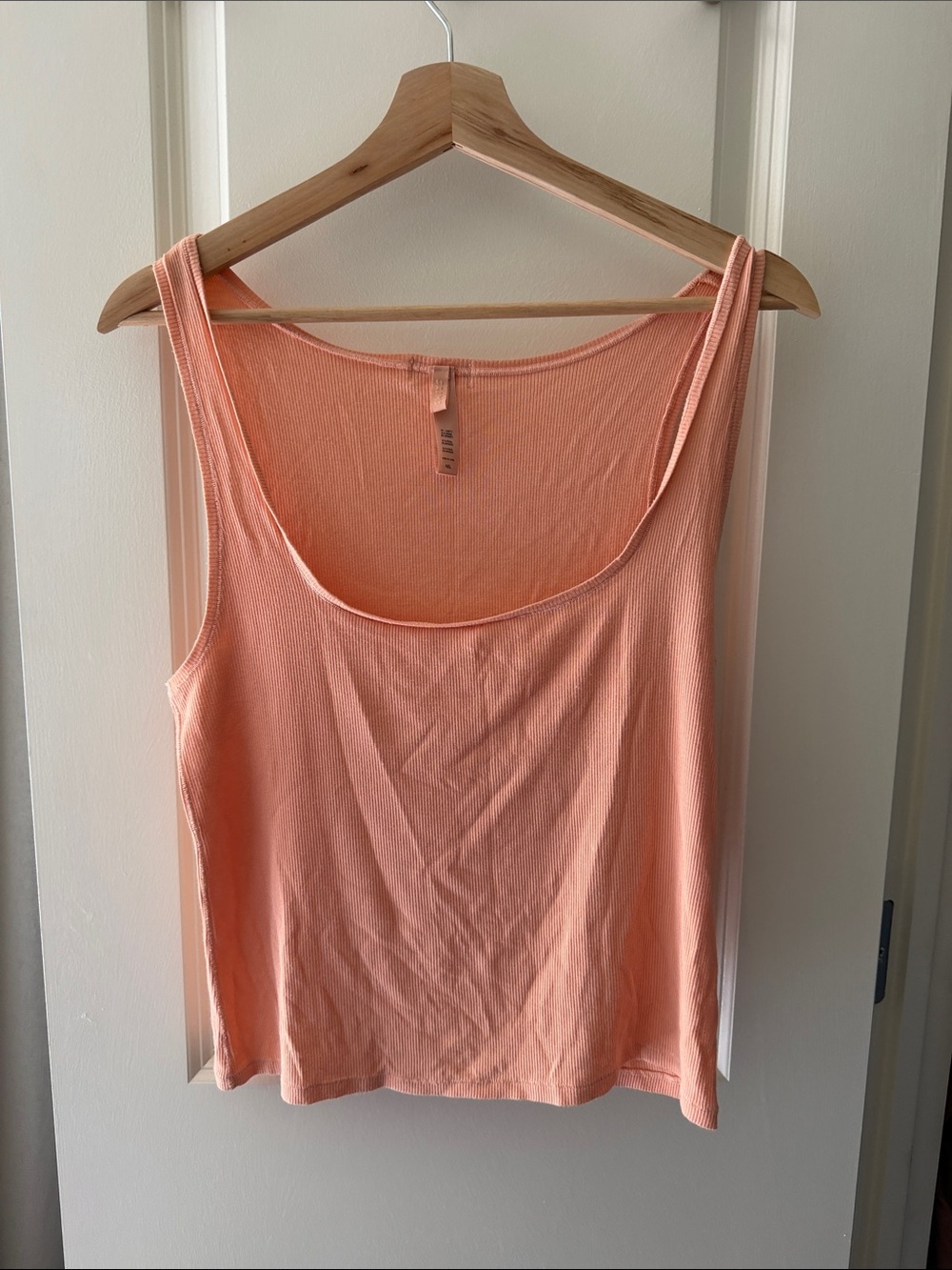 Skims Ribbed Scoop Neck Tank Top - Peach